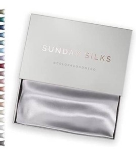 lot 9628 image: Colorado Home Co Mulberry Silk Pillowcase for Hair and Skin - 22 Momme, 100% Natural Silk with Hidden Zipper - Anti Aging, Anti Acne Dual Sided King Size Silk Pillowcase - Silver Quartz - 1 Pack