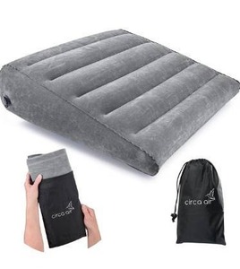 lot 9633 image: CIRCA AIR Inflatable Wedge Pillow - Lightweight & Portable Travel Wedge Pillow for Sleeping, Acid Reflux & Snoring. Fast InflationDeflation. for Improved Back, Knee & Leg Elevation Support