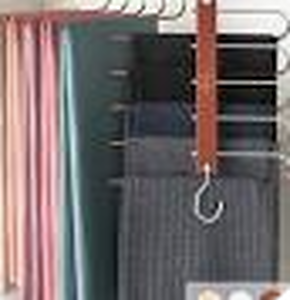 lot 9624 image: MORALVE Pants Hangers Space Saving - 2 Pack Wood Scarf Hangers for Closet Organizer - Jean Hangers Scarf Holder Closet Space Saving Hangers - Pants Rack Leggings Hanger Space Saver Closet Organization