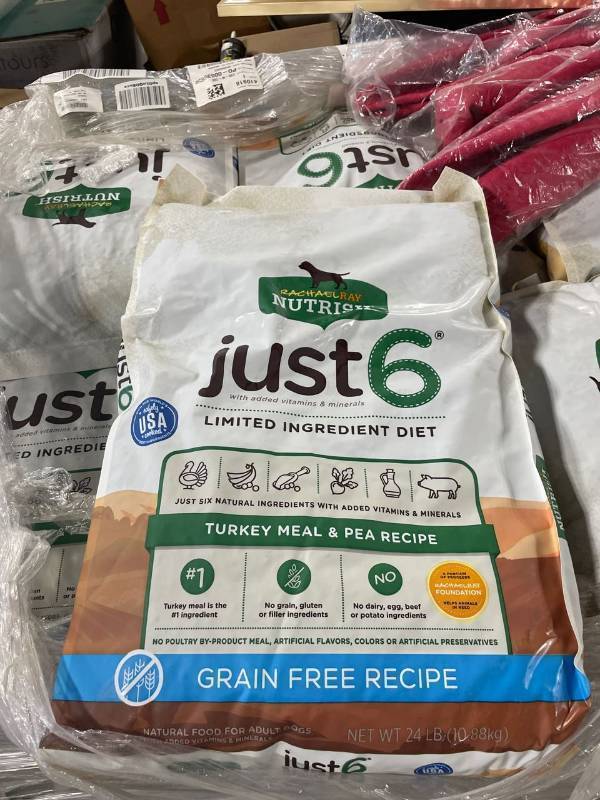 lot 1234582 image: Rachael Ray Nutrish Just 6 Natural Dry Dog Food, Grain Free Turkey Meal & Pea Limited Ingredient Diet, 24 lbs