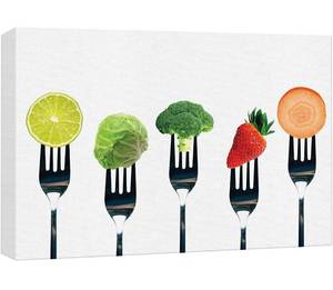 lot 39736 image: wall26 Canvas Print Wall Art Variety of Lime, Sprouts, Broccoli, Strawberry & Carrot Fruit Food Photography Realism Chic Scenic Colorful Multicolor Ultra for Living Room, Bedroom, Office - 24x36