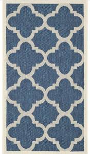 lot 39751 image: SAFAVIEH Courtyard Collection 2 x 37 NavyBeige CY6243 Moroccan Trellis Indoor Outdoor Waterproof Easy Cleaning Patio Backyard Mudroom Accent Area Rug