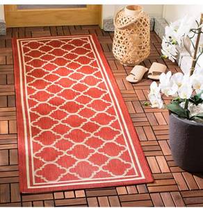 lot 39752 image: SAFAVIEH Courtyard Collection 23 x 5 RedBone CY6918 Trellis Indoor Outdoor Waterproof Easy Cleaning Patio Backyard Mudroom Runner Rug