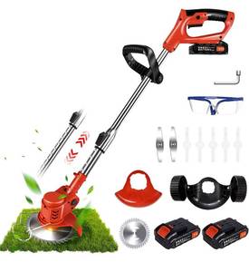 lot 39754 image: Cordless Weed Wacker Brush Cutter Battery Powered, Suncanri 21V Grass Edger Lawn Tool, Electric Weed Eater Lightweight Grass Trimmer for Home Garden, Lawn, Yard, Bush Trimming & Pruning(2 Batteries)
