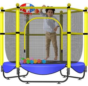 lot 39768 image: Aseem 60 Trampoline for Kids with Net - 5 FT Indoor Outdoor Toddler Trampoline with Safety Enclosure for Fun, Toddler Baby Small Trampoline Birthday Gifts for Kids, Gifts for Boy and Girl, Age 1-8