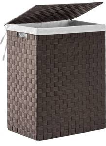 lot 39770 image: OUDENOVA Handwoven Laundry Basket Hamper with Removable Liner Bag and Lid, Collapsible Clothes Hamper with Handle, Brown