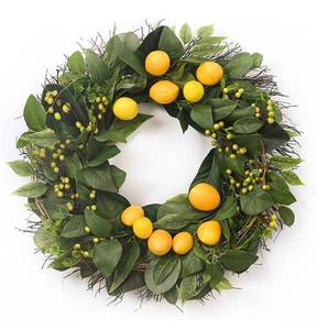lot 59856 image: Valery Madelyn 24 Inch Lemons Wreath, Fall Summer Wreath for Front Door, with Artificial Floral Yellow Fruit Lemons Indoor Outdoor Wall Window and Home Decoration