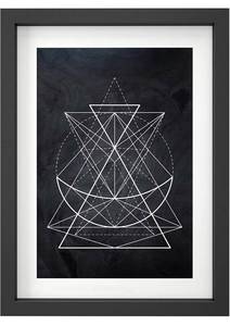 lot 59865 image: NWT Framed Wall Art Print Dark Crescent and Sphere Array Geometric Shapes - 23x31