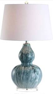 lot 59872 image: JONATHAN Y JYL3045A Stockholm 28.5 Ceramic LED Table Lamp, BlueGlaze