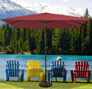 lot 59876 image: MEWAY 8  10ft Rectangular Patio Umbrella with Crank, Red