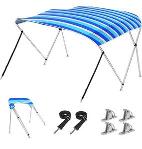lot 59878 image: KAKIT 750D 3 4 Bow Bimini Top Different Size Boat Cover Includes Rear Support Poles Straps All Steel Mounting Hardwares Storage Boot with 1 Inch Aluminum Frame