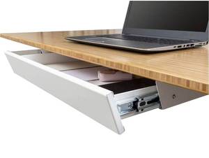 lot 59880 image: Stand Up Desk Store Add-On Office Sliding Under-Desk Drawer Storage Organizer for Standing Desks (White)