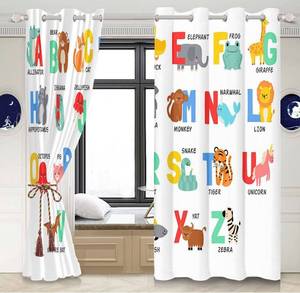 lot 59881 image: Yeele Cute Animal Letters Window Curtains, Blackout Curtains, 2 Panel Set with Grommet 42.13x63inches