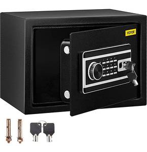 lot 59883 image: VEVOR Steel Safe Box, 0.8 CU.FT Fingerprint Safe Box for Money w 2 Keys & Digital Keypad