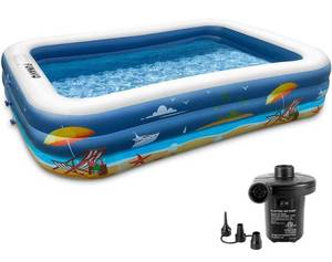 lot 59889 image: nflatable Swimming Pool for Family, FUNAVO 100 X 71 X 22 Full-Sized Inflatable Kiddie Pools, Lounge Pool for Baby Toddlers Kids Adults, Outdoor Backyard Blow Up Pool, Electric Pump Included