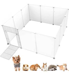lot 59893 image: EMYSSA Pet Playpen with Gate, 12 Panels 17.7���� Tall Small Animal Puppy Kennel Indoor Outdoor Foldable 42����x4253.1X53.1