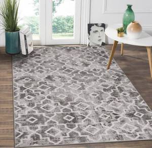 lot 59894 image: Wonnitar Moroccan Washable Area Rug - 3x5 Grey Distressed Entry Rug Living Room Modern Geometric Trellis Throw Rug Non-Slip