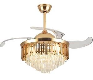 lot 59895 image: $$ Crystal Invisible Ceiling Fan 42 Inch with Light Ceiling Fan Chandelier Modern Household LED Chandelier with Remote Control, Retail $200