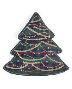 lot 61359 image: Lot of 2 Martha Stewart Collection Plaid Tree Figural Decorative Pillows, Created For Macys Bedding