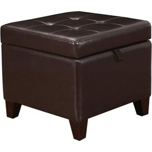 lot 61363 image: Homebeez Faux Leather Square Cube Storage Ottoman Foot Rest Stool Brown 17.7 W