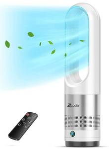 lot 61364 image: Bladeless Fan, 22 Tower Fan Protects Childrens Hands, 80° Oscillating Bladeless Tower Fan with Remote, 8 Speeds, 8H Timer, LED Display with Auto Off, Fan for Bedroom Living Rooms Office