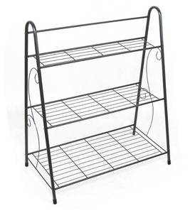 lot 61369 image: 28 in. Tall IndoorOutdoor Black Metal Plant Stand Flower Pot Stand (3-Tiered)
