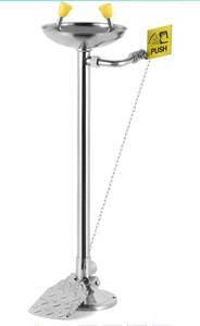 lot 61370 image: CGOLDENWALL Eye Wash Station Pedestal Mounted Eyewash Station Emergency Eye Face Washing Station, 304 Stainless Steel BowlPedal, NPT Thread