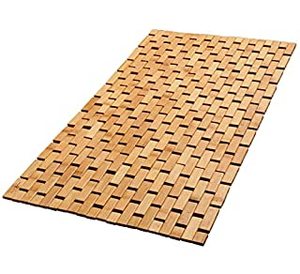 lot 61371 image: Natural Bamboo Wood Bath Mat - Large, 34 x 18 Inches (L x W) Foldable Bathmat, Accessories for Bathroom Sauna Spa Tub and Outdoor (B08L5NT1X8)