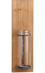 lot 61379 image: TenWaterloo Wall Vase Candle Sconce, 23.5 Inches high x 7 Inches Wide, Natural Wood and Metal