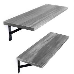 lot 61391 image: Wall Mounted Shelves, 24�� Wall Hanging Shelf Set for Living Room, Office, Kitchen, Bathroom &, Perfect Home Room Wall Decor, Designed with Rustic Pattern �� Rustic Grey