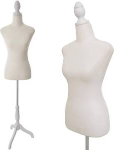 lot 61405 image: Female Mannequin Torso Dress Form wAdjustable Tripod Stand Base Style (Beige)