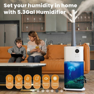 lot 61409 image: Large Humidifiers Whole House Commercial Industrial Humidifier, 5.3Gal20L Humidifiers for Large Room 2000 Sq Ft, Branch Tube Design with 360° Nozzle Sets, 3 Speed Humidifier with Humidistat for Home Plant Office Greenhouse Warehouse