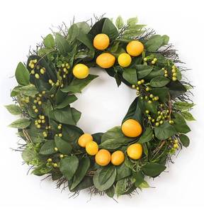 lot 61415 image: Valery Madelyn 24 Inch Lemons Wreath, Fall Summer Wreath for Front Door, with Artificial Floral Yellow Fruit Lemons Indoor Outdoor Wall Window and Home Decoration