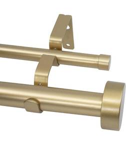 lot 61419 image: MERIVILLE 1-Inch Diameter Double Window Treatment Curtain Rod, Vico End Cap Finial (28-48, Royal Gold with Gold Finial)