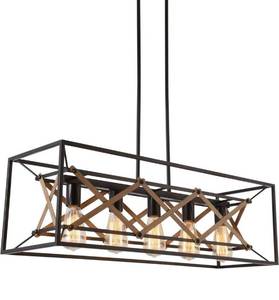 lot 61438 image: Alice House 31.5 Dining Room Chandelier, 5 Light Kitchen Pendant Lighting, Farmhouse Island Lighting, Pool Table Light, Brown Finish, ETL Listed, AL8061-P5