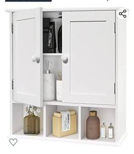 lot 71783 image: TaoHFE Bathroom Cabinet,Bathroom Wall Cabinet with 2 Door Adjustable Shelves,Over The Toilet Storage Cabinet,White Bathroom Cabinet Wall Mounted,Medicine Cabinets for Bathroom Laundry Room Kitchen