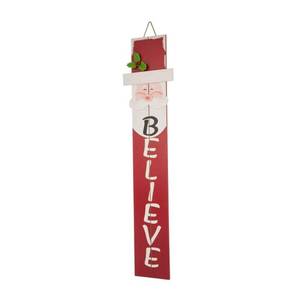 lot 71818 image: Glitzhome 42 H Christmas Believe Wooden Santa Porch Sign