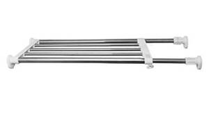 lot 71819 image: BAOYOUNI Tension Rod Shelf Expandable Closet Organizer Heavy Duty Adjustable Clothes Hanger Rack DIY Space Saver Layered Separator Divider 27.17-36.02, Ivory