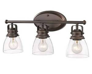 lot 71821 image: Fanyate 3-Light Bathroom Vanity Lights - Bathroom Light Fixtures with Clear Glass Shade for Bathroom ORB