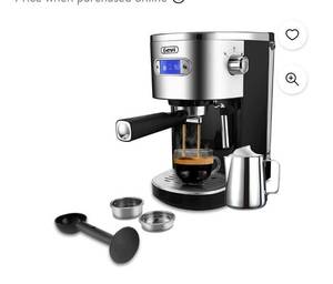 lot 71830 image: $$Espresso Machine 20 Bar Fast Heating Coffee Maker with Foaming Milk GECME400BA-U ,Retail $140.00