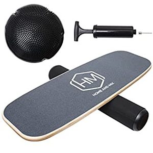lot 71833 image: Surf & Paddle Balance Board Trainer, Wooden Wobble Roller For Exercise Sports, Surfboard, Skateboard, Snowboard, Premium Fitness Training Equipment For Balance, With Free Workout Guide (B092X8DNSF), Retail $90.00