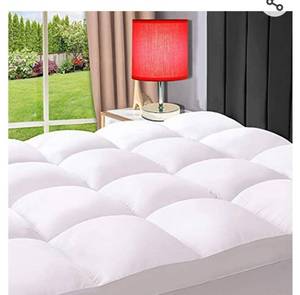 lot 71837 image: ELEMUSE King Cooling Mattress Topper for Back Pain, Extra Thick Mattress pad Cover, Plush Soft Pillowtop with Elastic Deep Pocket, Overfilled Down Alternative Filling