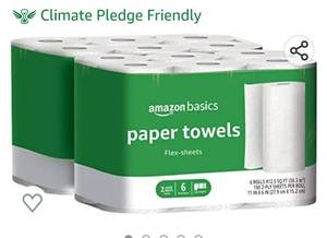 lot 71860 image: Amazon Basics 2 Ply Paper Towels - Flex-Sheets - 12 Value Rolls