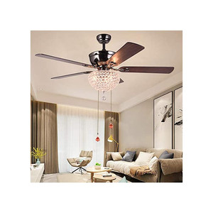 lot 2266 image: Akronfire Metal Crystal Ceiling Fan for Decorate Bedroom Living Room Dining Room Silent Fans, Item Slightly Differs From Stock Photos