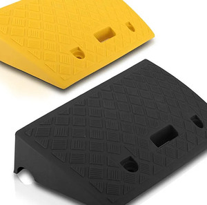lot 2279 image: Portable Lightweight Plastic Curb Ramps - 2PC Heavy Duty Plastic Threshold Ramp Set for Driveway, Loading Dock, Sidewalk, Car, Truck, Scooter, Bike, Motorcycle, Wheelchair Mobility - Pyle PCRBDR27