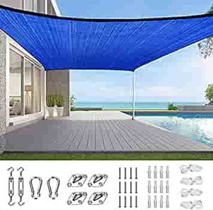 lot 2300 image: Quictent 20X20X20FT 185G HDPE Square Sun Shade Sail Canopy 98% UV Block Outdoor Patio Garden with Hardware Kit (Blue)