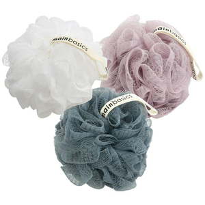 lot 2310 image: MainBasics Bath Shower Loofah Sponge Pouf Body Wash Scrubber (Set of 3)