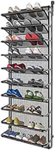 lot 2345 image: FKUO 10-Tier Over The Door Shoe Organizer Hanging Shoe Storage with 2 Customized Strong Metal Hooks for Closet Pantry Kitchen Accessory - Space Saving Solution (10 Layer, Silver gray)