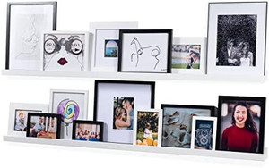 lot 2367 image: Wallniture Denver Modern Wall Mount Floating Shelves �� Long Narrow Picture Ledge - 56 Inch Long White Set of 2 - Mounting Hardware Included