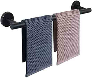 lot 2373 image: NearMoon Bathroom Towel Bar, Bath Accessories Thicken Stainless Steel Shower Towel Rack for Bathroom, Towel Holder Wall Mounted (Matte Black, 24 Inch)